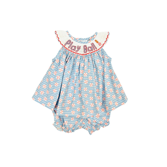 Elizabeth Ann Hand Smocked Play Ball Bloomer Set