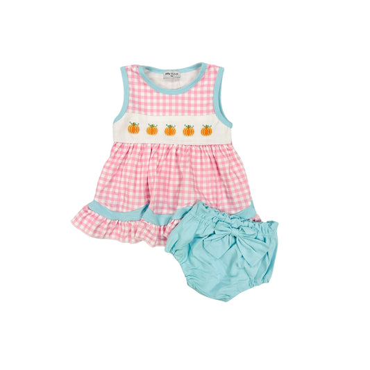 Pink Gingham Pumpkin Bloomer Set