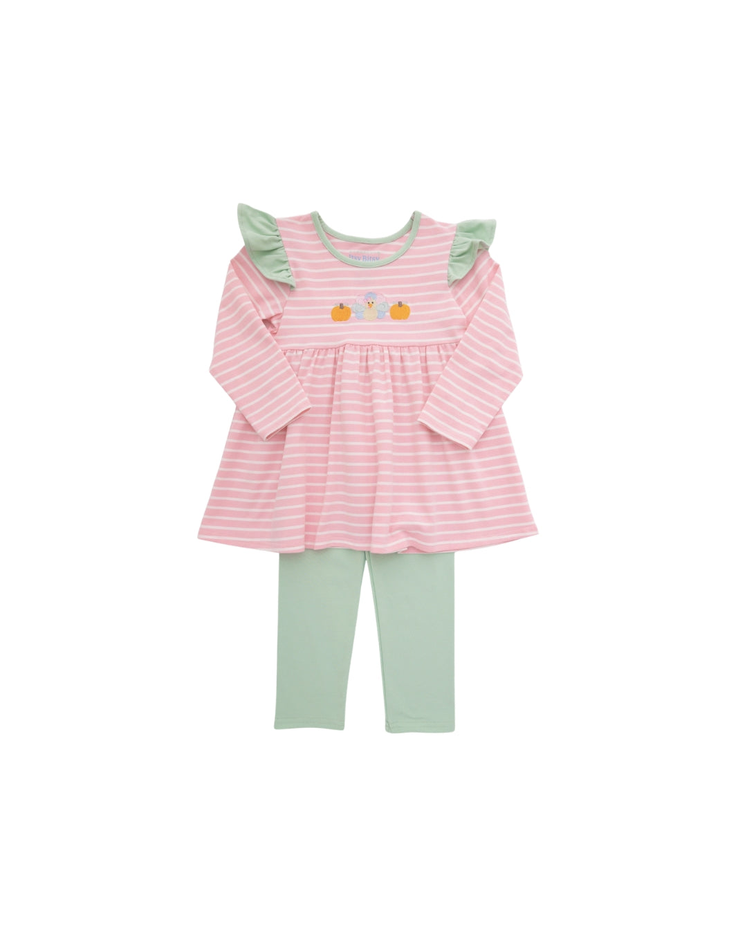 Itsy Bitsy Pink Turkey/Pumpkin Embroidered Legging Set