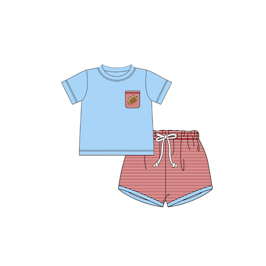 PRE ORDER - Funfetti Kids Red/Light Blue Embroidered Football Pocket