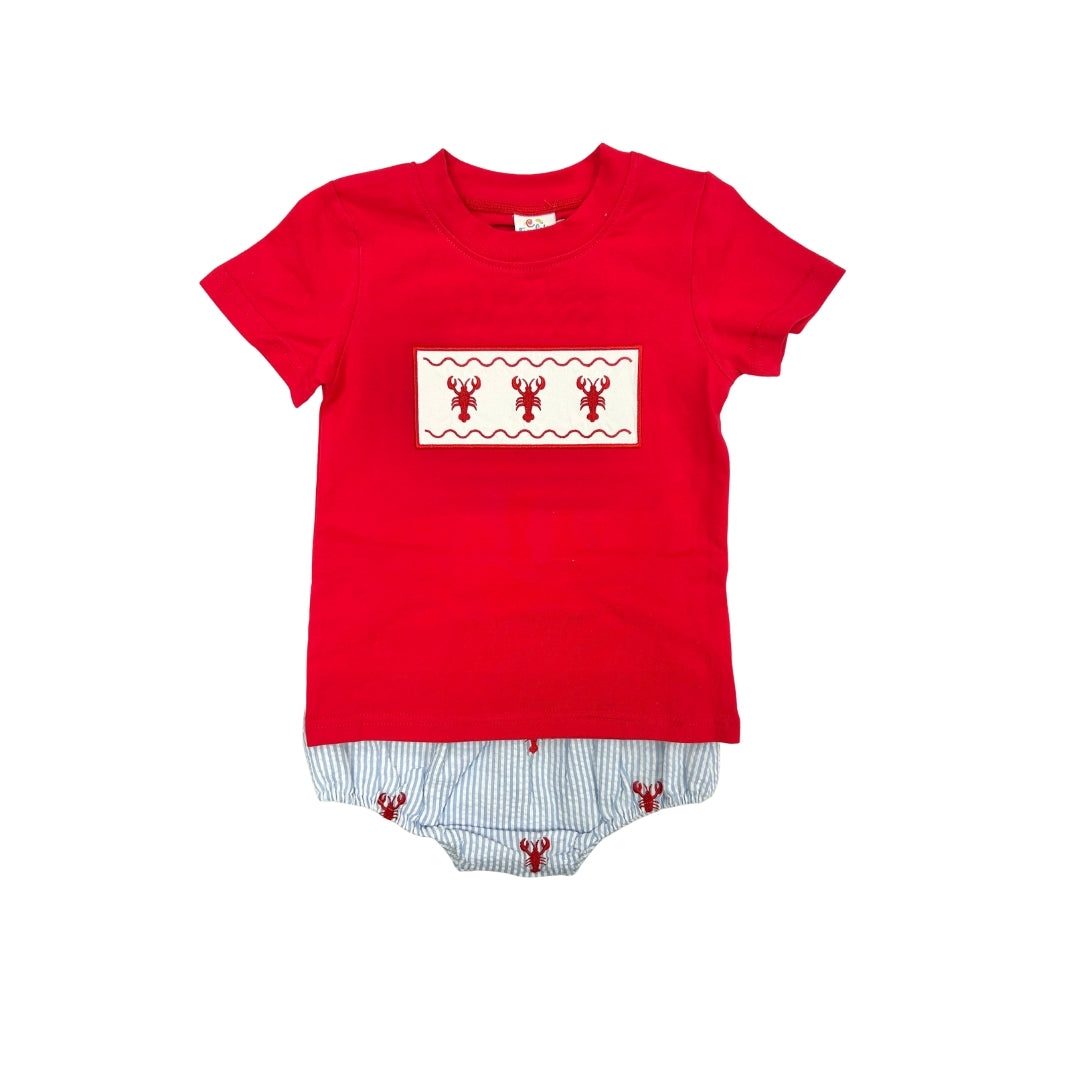 Funfetti Kids Seersucker Crawfish Diaper Set