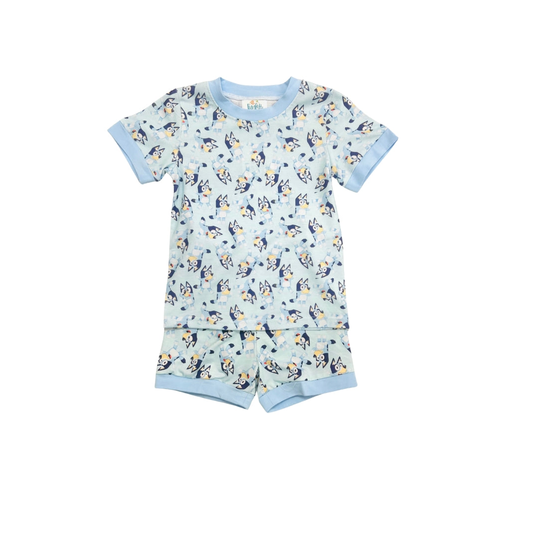 Funfetti Kids Blue Dog Lounge Short Set