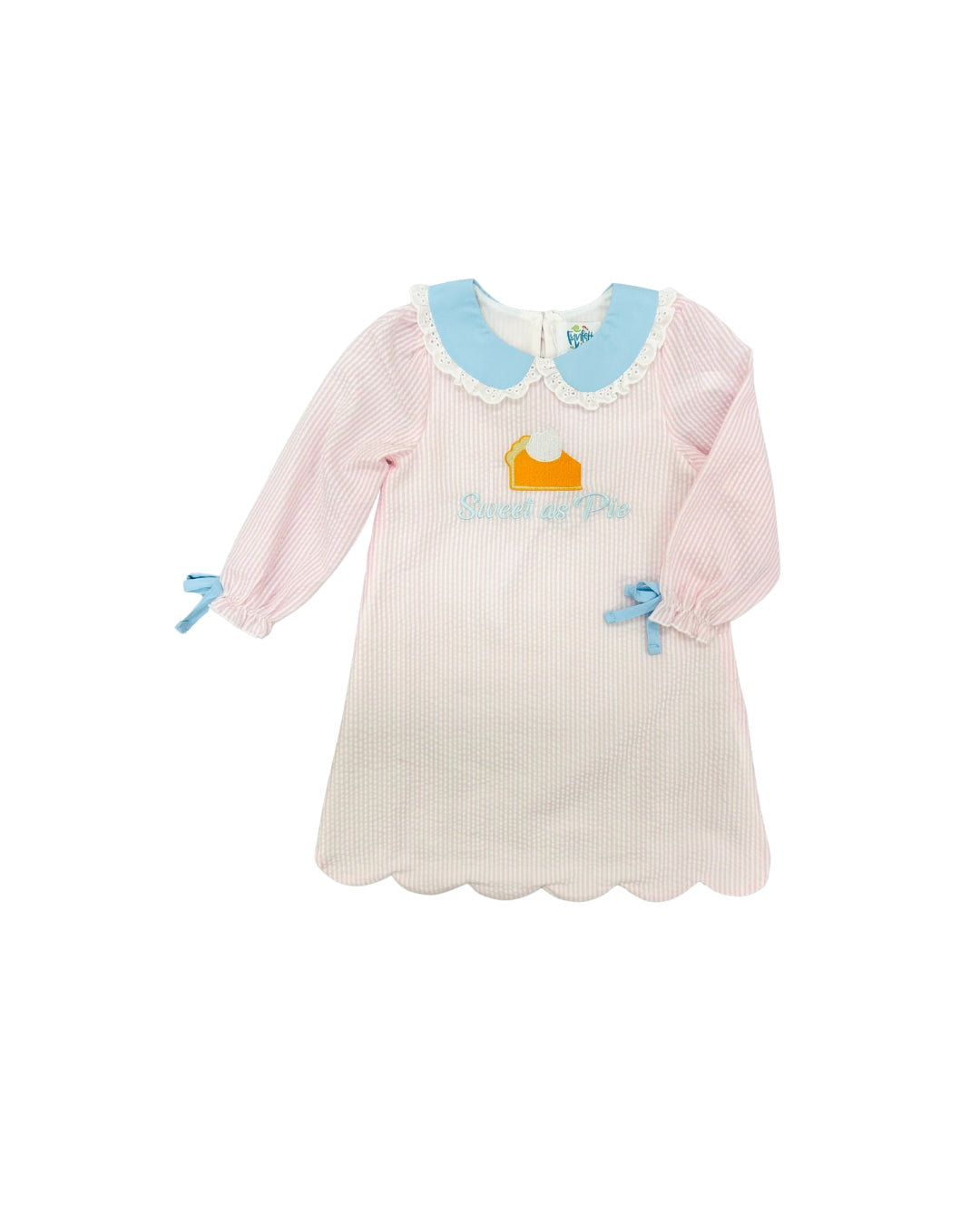 Funfetti Kids Sweet as Pie Applique Dress wth Lace Collar Detail