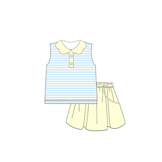 PRE ORDER - Funfetti Kids Yellow/Blue Stripe Skort Set