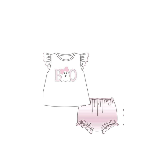 PRE ORDER - Funfetti Kids Boo Ghost with Bow Ruffle Bloomer Set