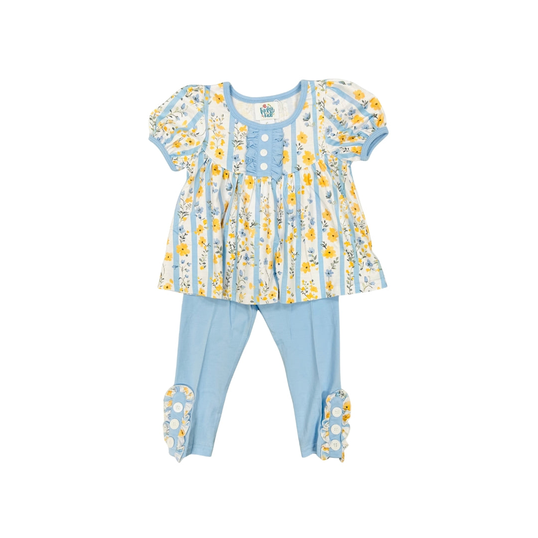 Funfetti Kids Yellow/Blue Floral Legging Set