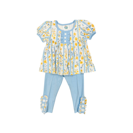 Funfetti Kids Yellow/Blue Floral Legging Set
