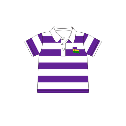 PRE ORDER Funfetti Kids Boy Mardi Gras Stripe Polo