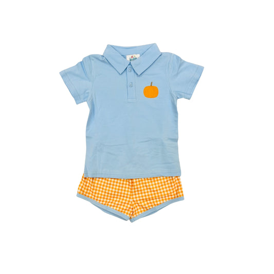 Funfetti Kids Pumpkin Embroidered Short Set