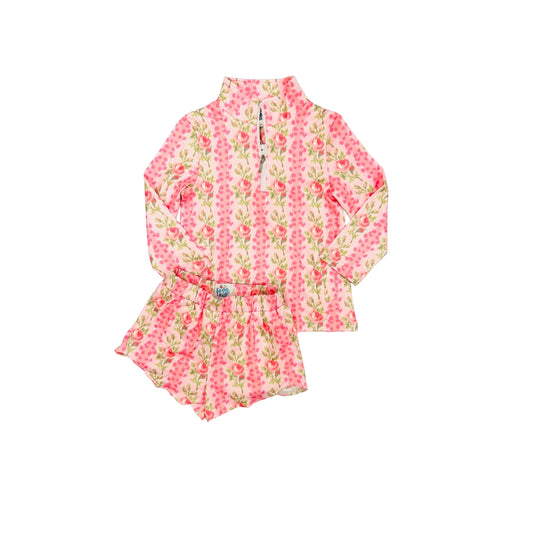 Funfetti Kids Hot Pink Floral Active Short Set