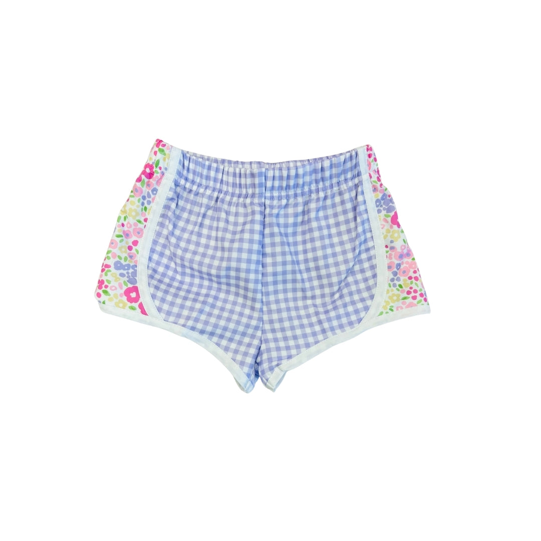 Funfetti Kids Purple Gingham/Floral Active Shorts