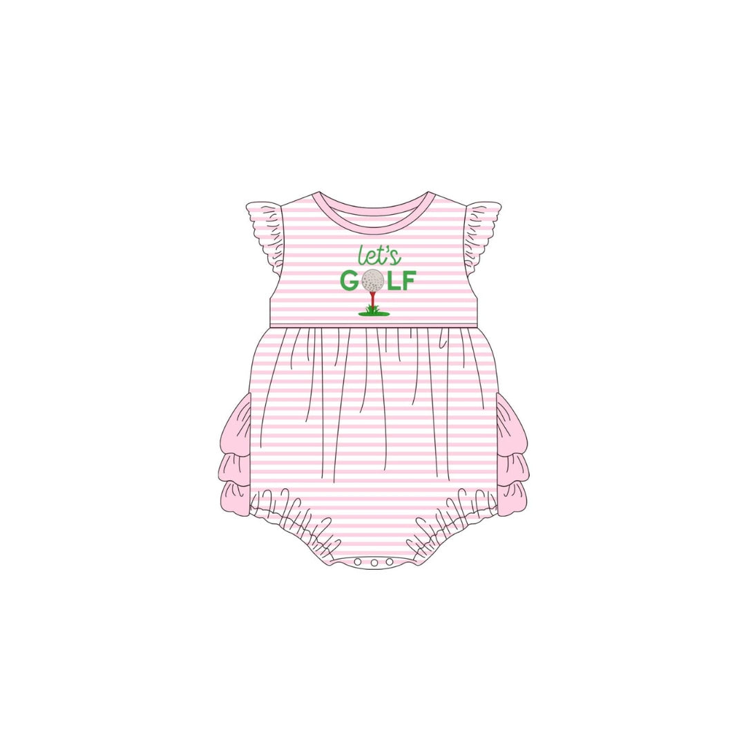 PRE ORDER - Funfetti Kids Pink Stripe Let's Golf Ruffle Bubble
