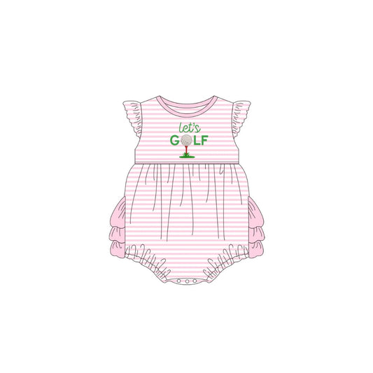 PRE ORDER - Funfetti Kids Pink Stripe Let's Golf Ruffle Bubble