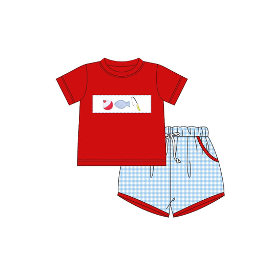 PRE ORDER - Funfetti Kids Fishing/Gingham Short Set
