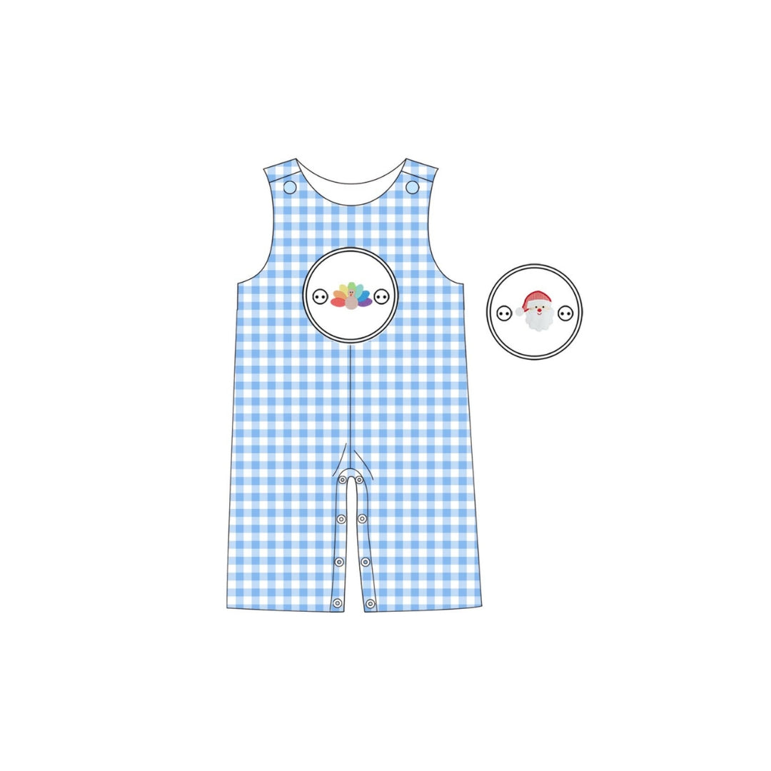 PRE ORDER - Funfetti Kids Gingham Jon Jon with Holiday Embroidered Switch Plate