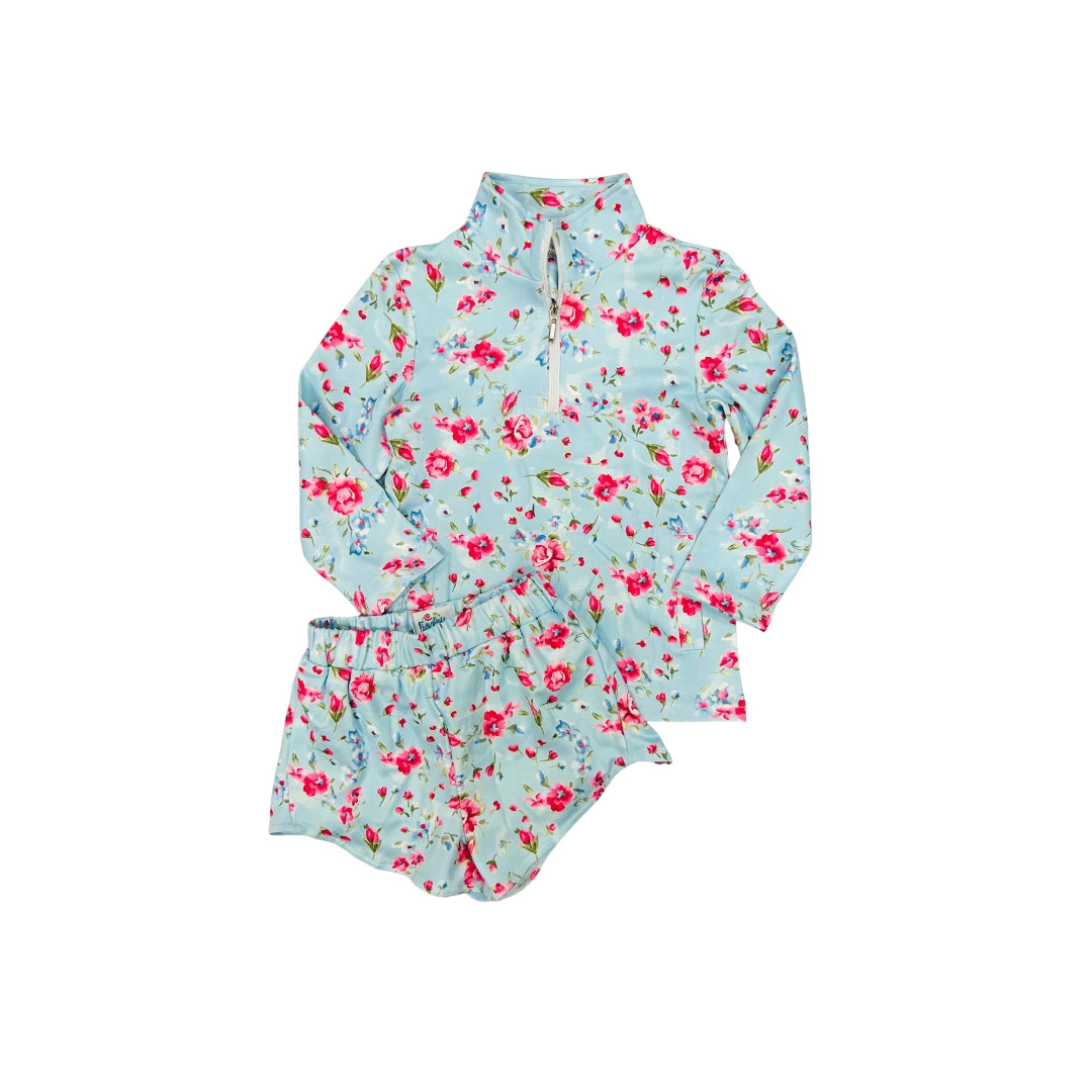 Funfetti Kids Blue Floral Active Short Set