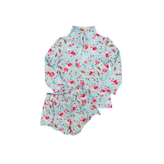 Funfetti Kids Blue Floral Active Short Set