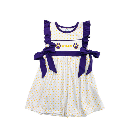 Funfetti Kids Girl Embroidered "GO TIGERS" Dress