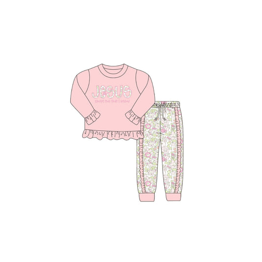PRE ORDER - Funfetti Kids Jesus Loves Me This I Know Floral Jogger Set