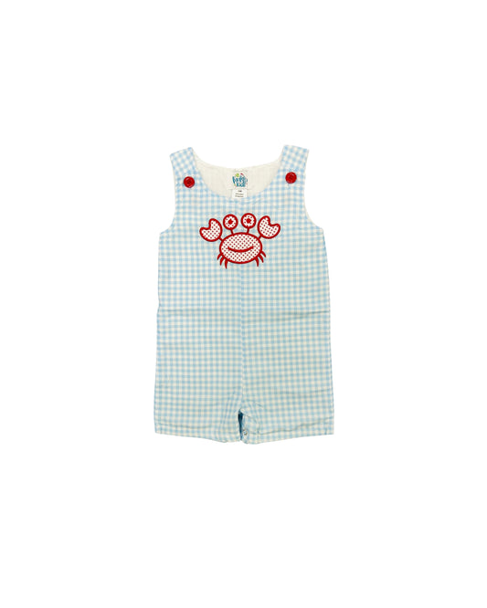 Funfetti Kids Blue Gingham/Polka Dot Crab Applique Jon Jon
