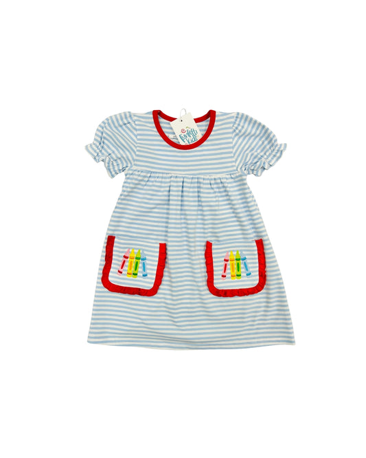 Funfetti Kids Crayon Embroidered Ruffle Dress