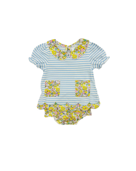 Funfetti Kids Floral/Stripe Knit Bloomer Set