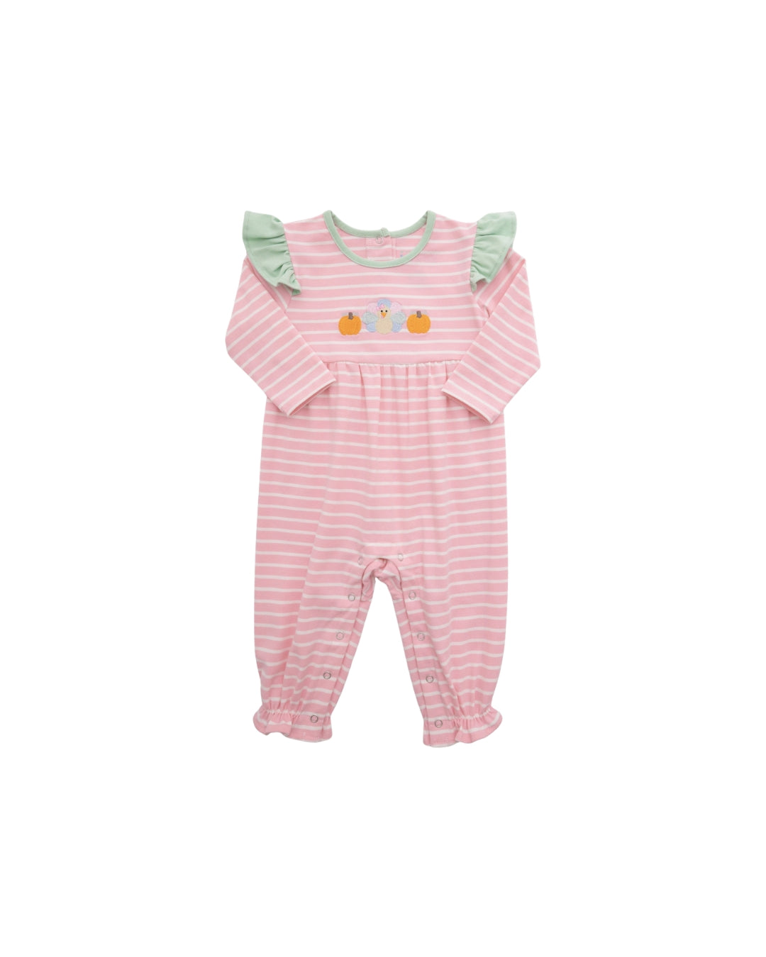 Itsy Bitsy Pink Turkey/Pumpkin Embroidered Romper