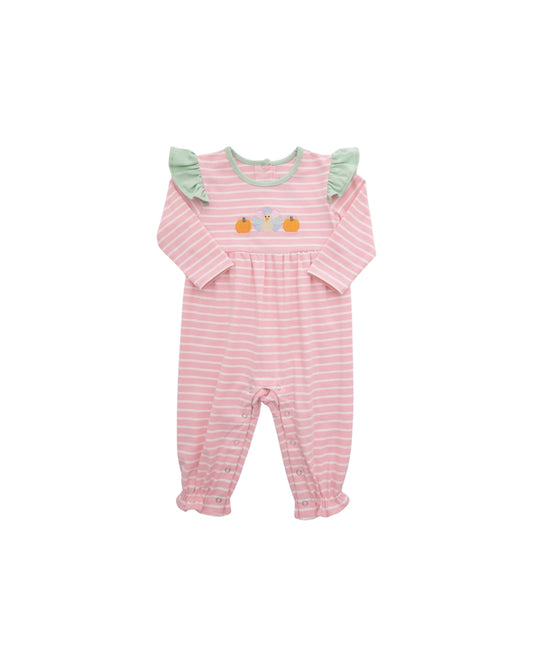 Itsy Bitsy Pink Turkey/Pumpkin Embroidered Romper