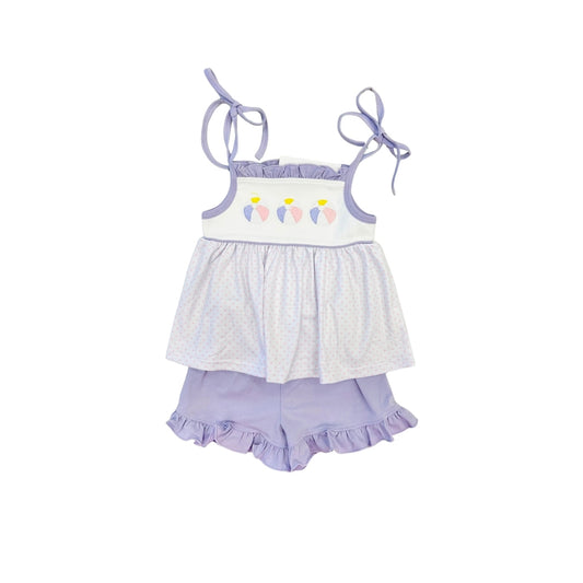 Funfetti Kids Pink/Purple Embroidered Beach Ball Short Set