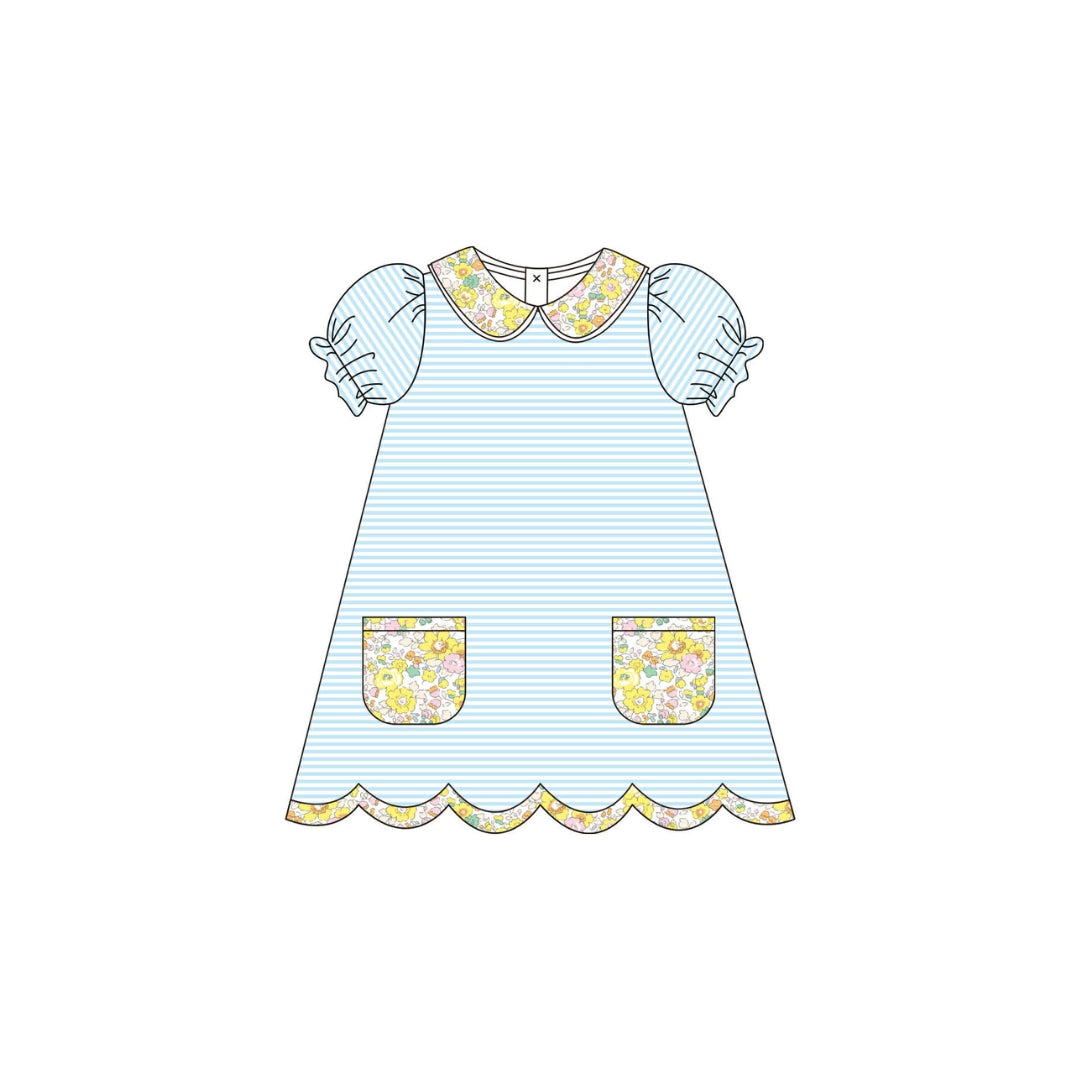 PRE ORDER - Funfetti Kids Floral/Stripe Knit Dress