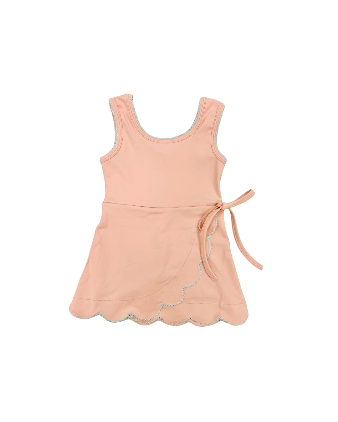 Funfetti Kids Peach Active Dress with Scallop Detail and Mint Trim