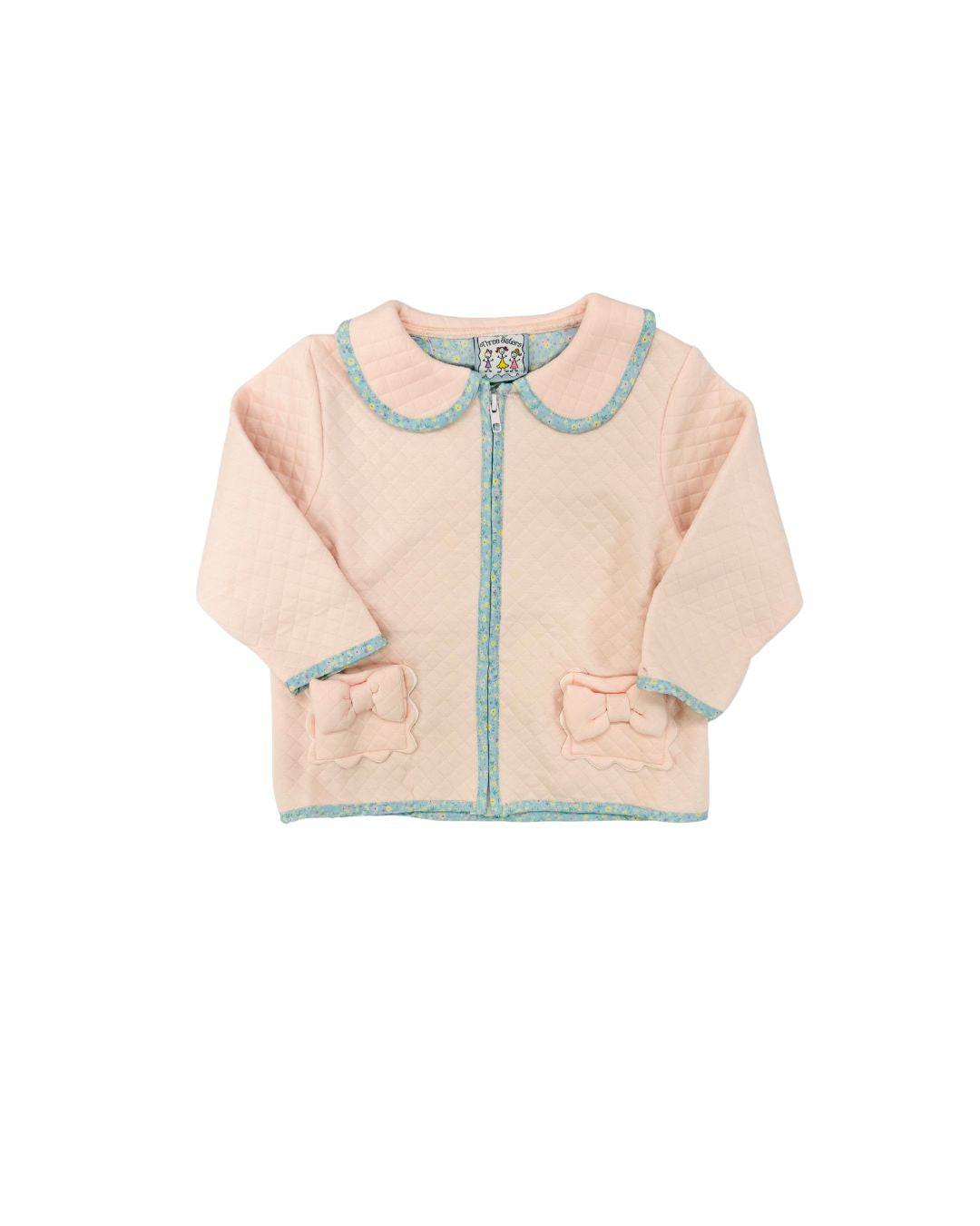 Three Sisters Light Pink Floral Trim Pocket Coat
