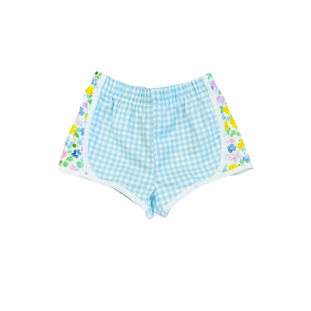 Funfetti Kids Blue Gingham/Floral Active Shorts