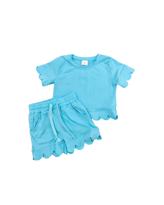 Turquoise Scallop Short Set