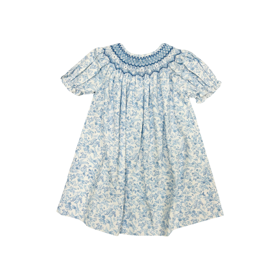 Sweet Dreams Girl Smocked Blue Floral Dress