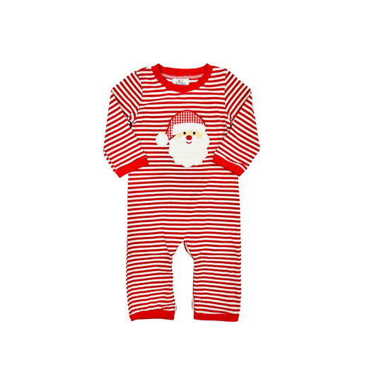 Funfetti Kids Red Stripe Santa Applique Romper