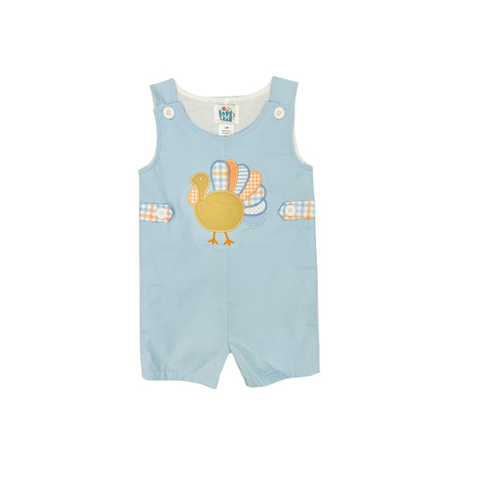 Funfetti Kids Blue/Plaid Turkey Applique Jon Jon