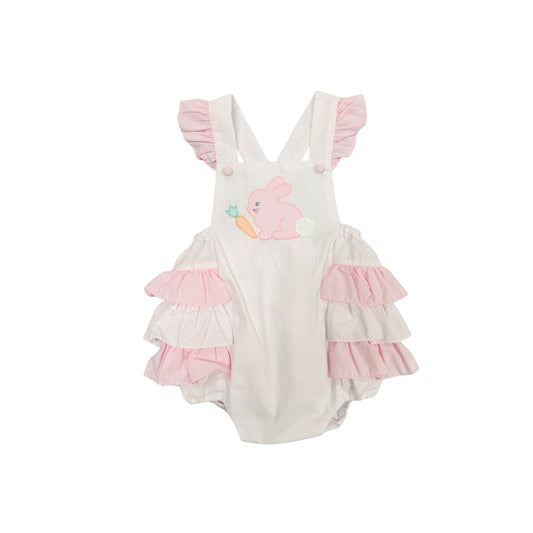 Petit Ami Pink Bunny Applique Ruffle Butt Bubble