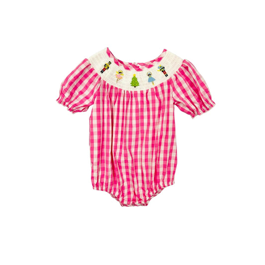 Pink Big Check Embroidered Nutcracker Bubble