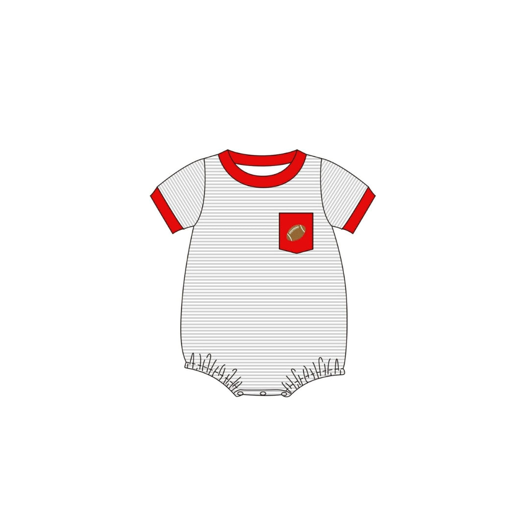 PRE ORDER - Funfetti Kids Red/Grey Embroidered Football Pocket Bubble