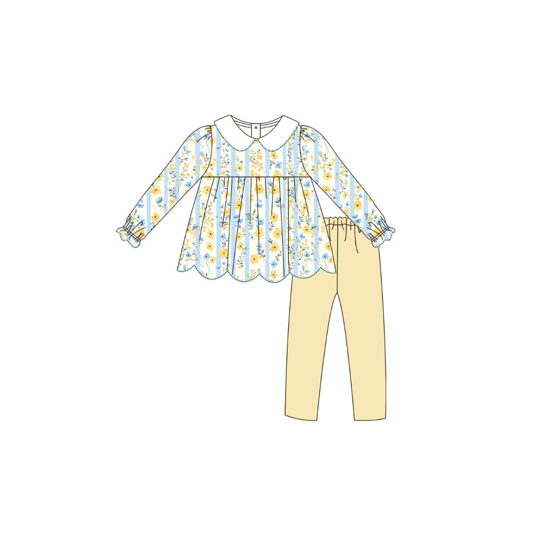 PRE ORDER - Funfetti Kids Blue/Yellow Floral Legging Set