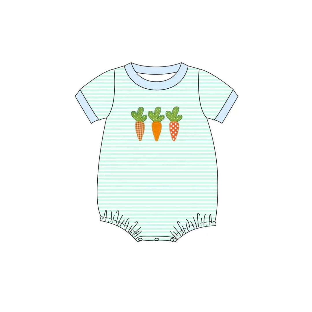 PRE ORDER - Funfetti Kids Seafoam Stripe Carrot Applique Bubble