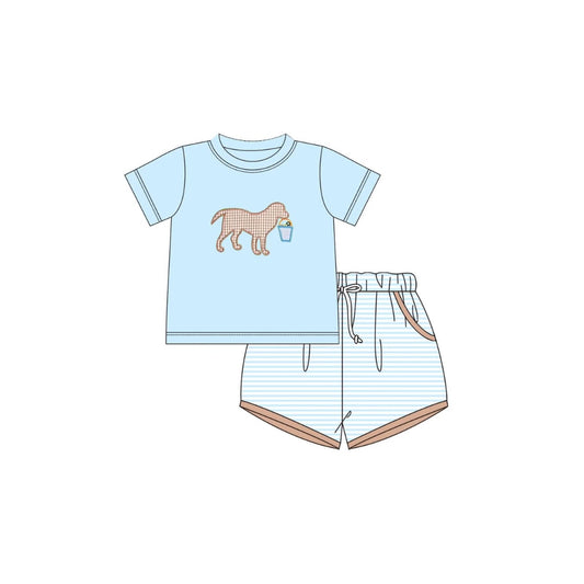 PRE ORDER - Funfetti Kids Puppy with Sand Bucket Stripe Short Set
