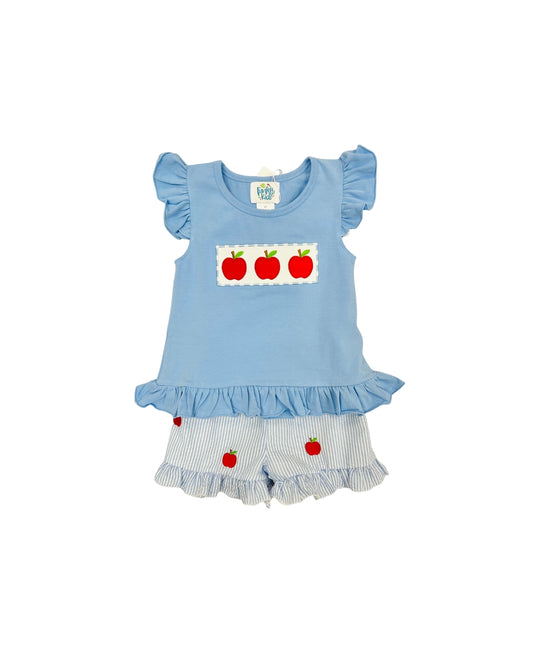 Funfetti Kids Apple Applique Ruffle Short Set