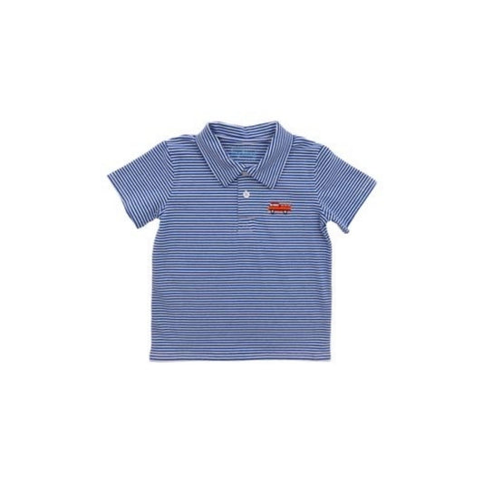 Itsy Bitsy Embroidered Firetruck Royal Blue Polo