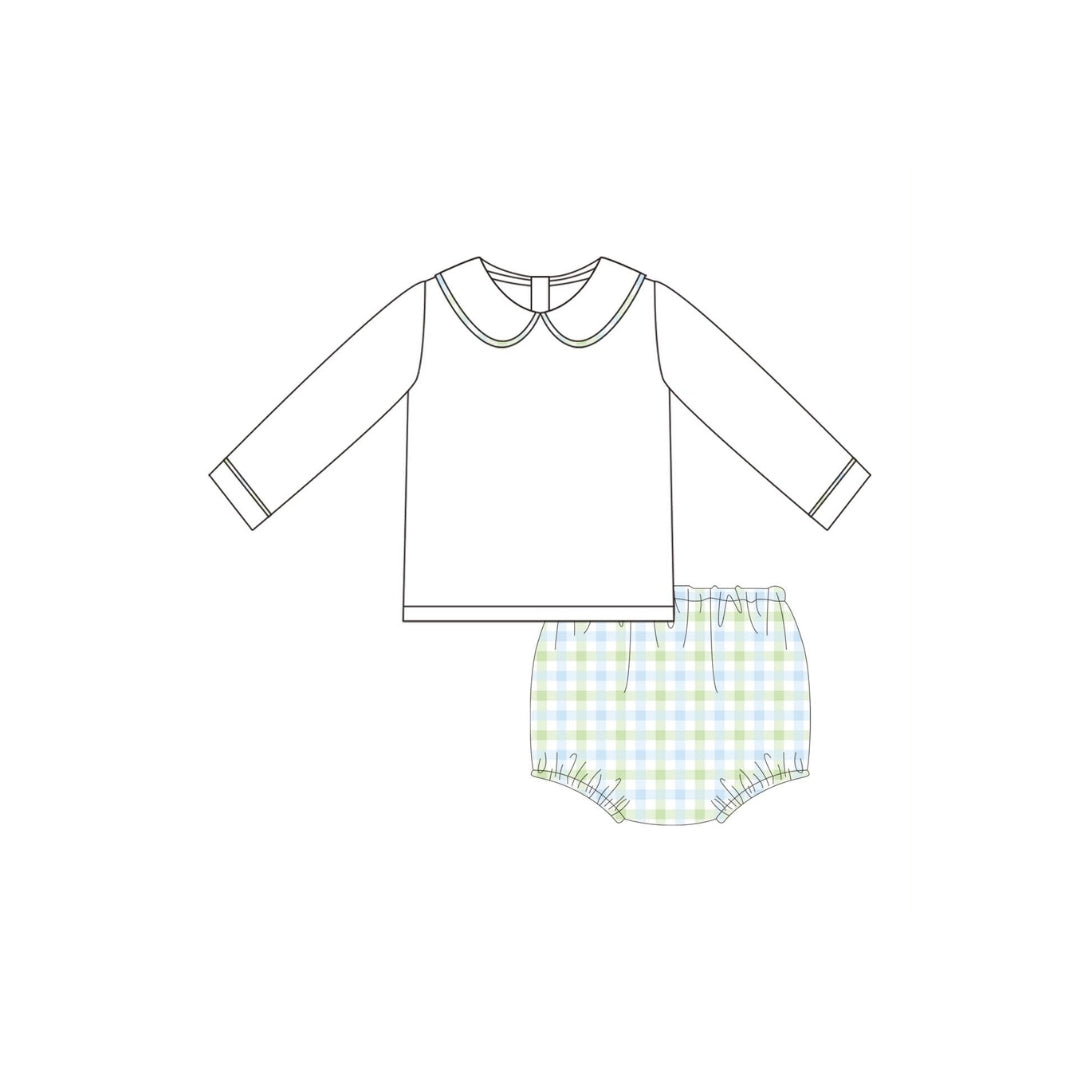PRE ORDER - Funfetti Kids Peter Pan Collar/Plaid Diaper Set
