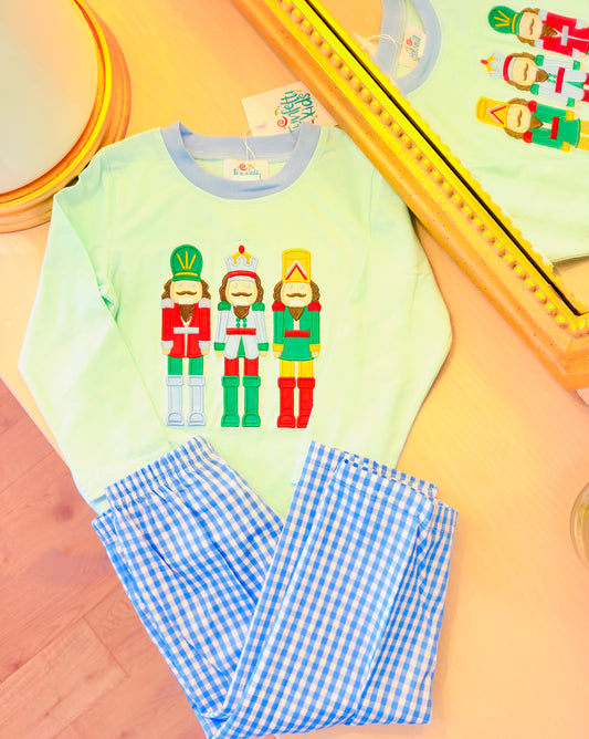 Funfetti Kids Nutcracker Applique Gingham Pant Set