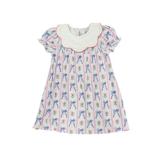 Funfetti Kids Blue Bow/Pink Flower Dress