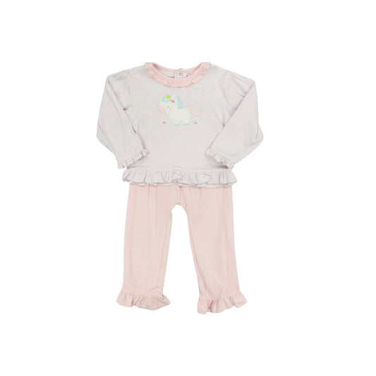 Petit Ami Unicorn Ruffle Pant Set