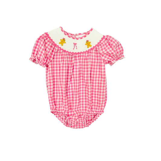Pink Gingham Embroidered Bow/Gingerbread Bubble